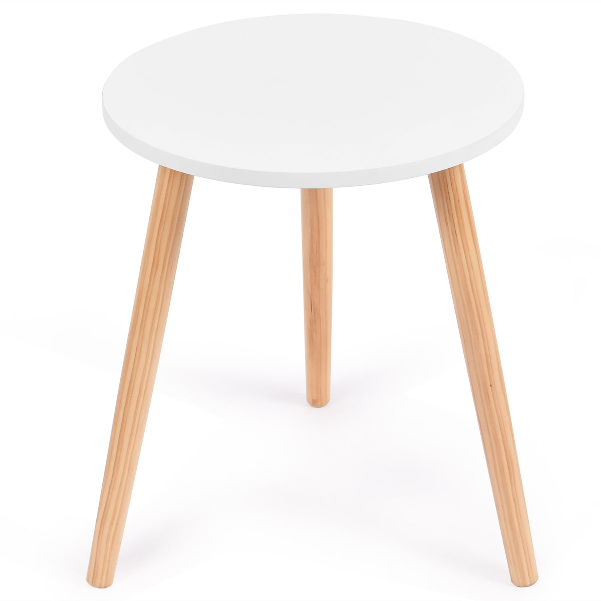 16 Inch Modern Round Coffee Table - Pine Wood