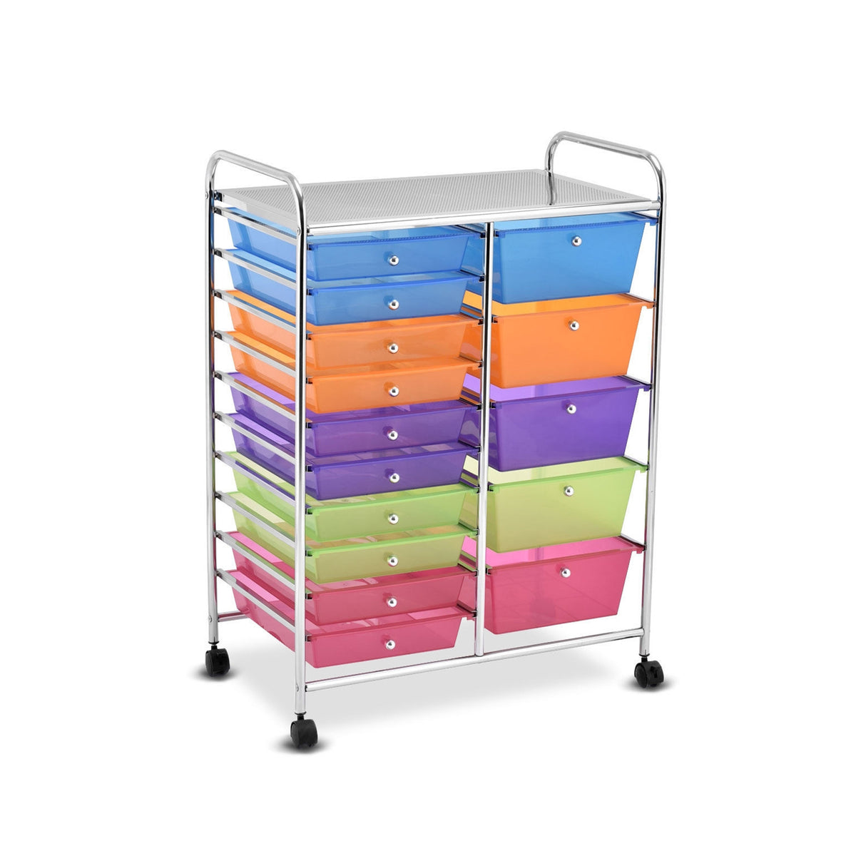 15-Drawer Rolling Utility Cart, Transparent Multicolor