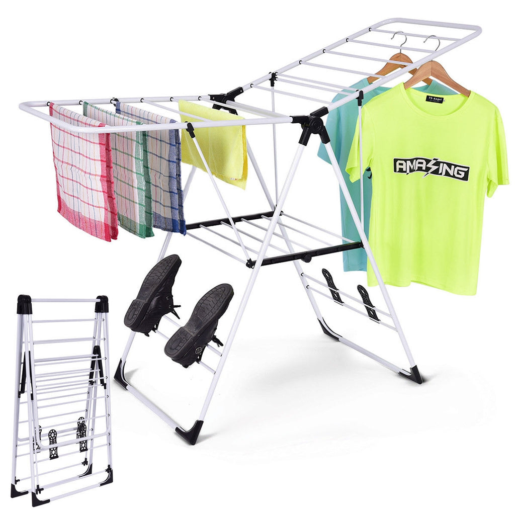 Portable Clothes Drying Rack with Shoe Rack - Adjustable