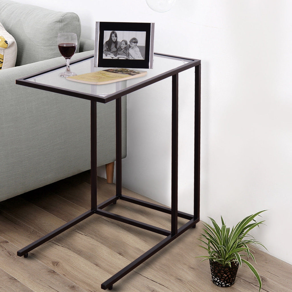 Sofa End Table Coffee Side Table - Glass Top