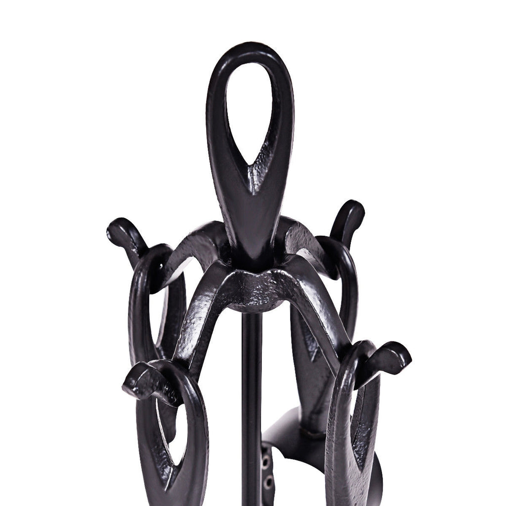 5-Piece Fireplace Tools Set with Stand - Black