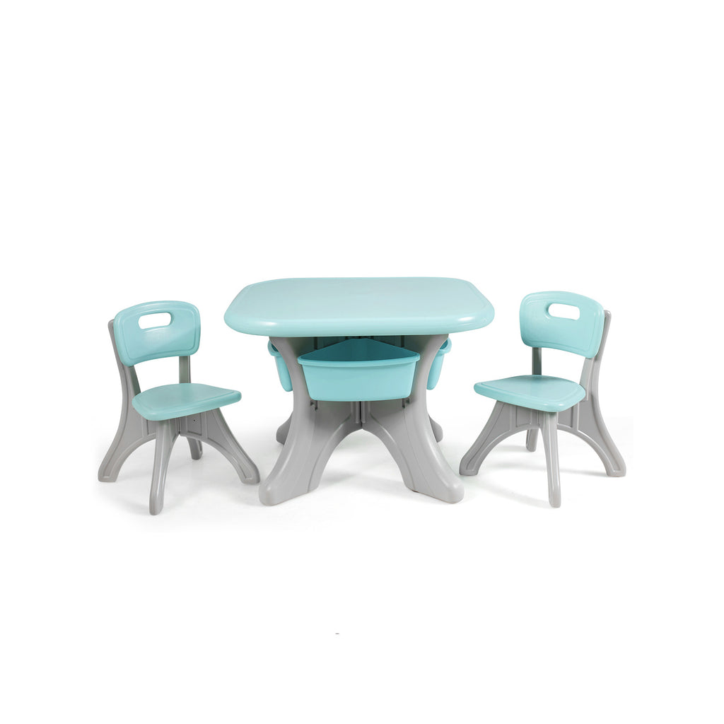 Kids Activity Table and Chair Set with Storage - Blue, Durable Plastic Play Furniture