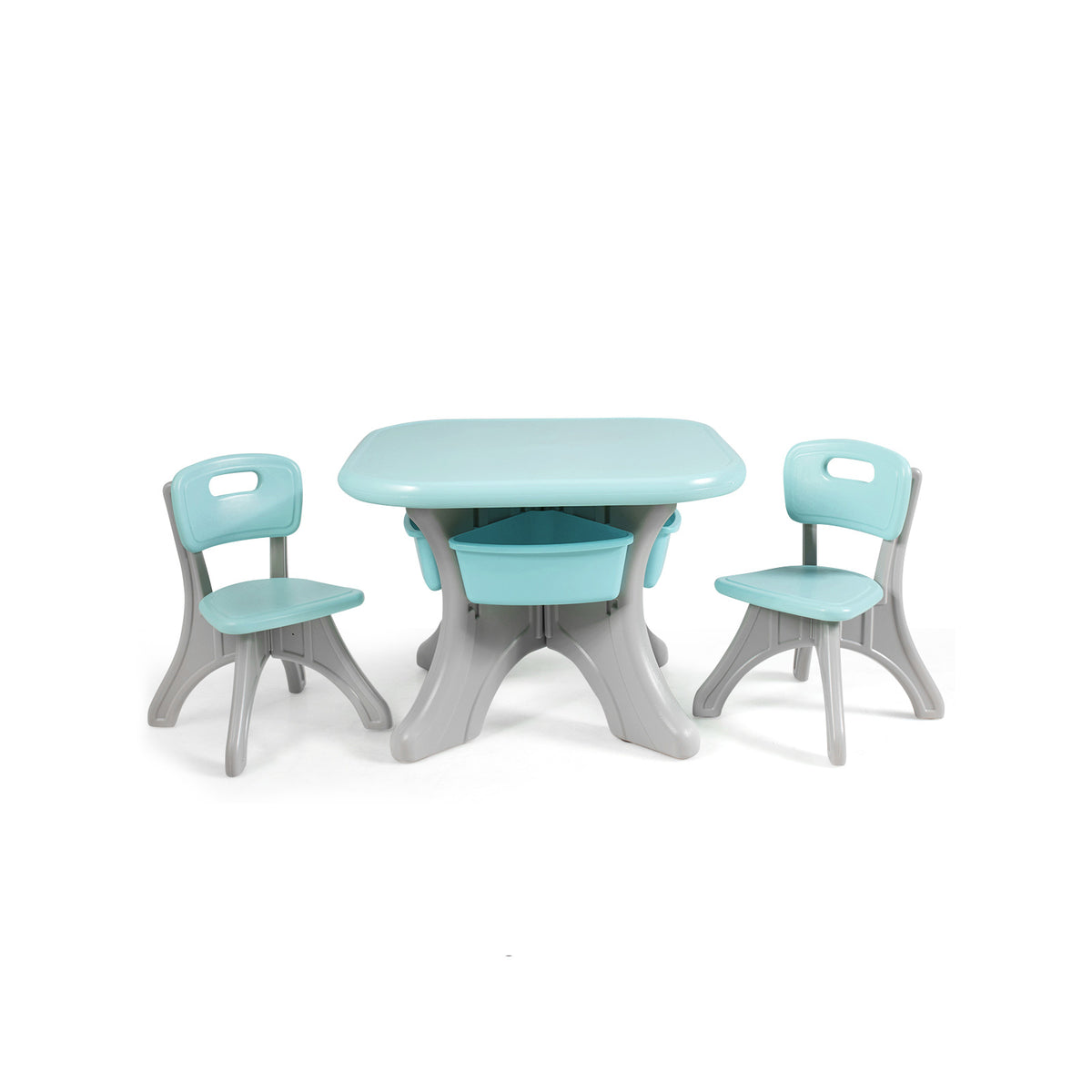 Kids Activity Table and Chair Set with Storage - Blue, Durable Plastic Play Furniture