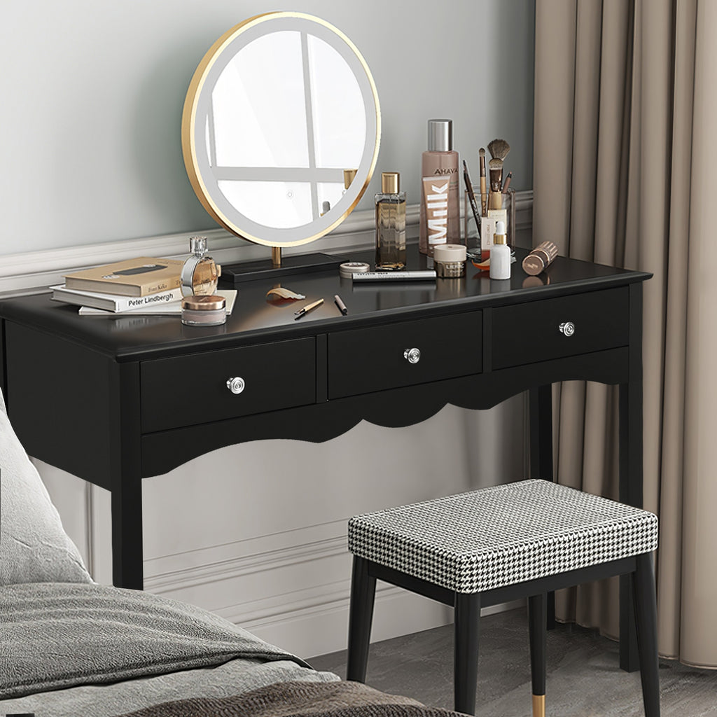 3-Drawer Console Table with Storage, Black