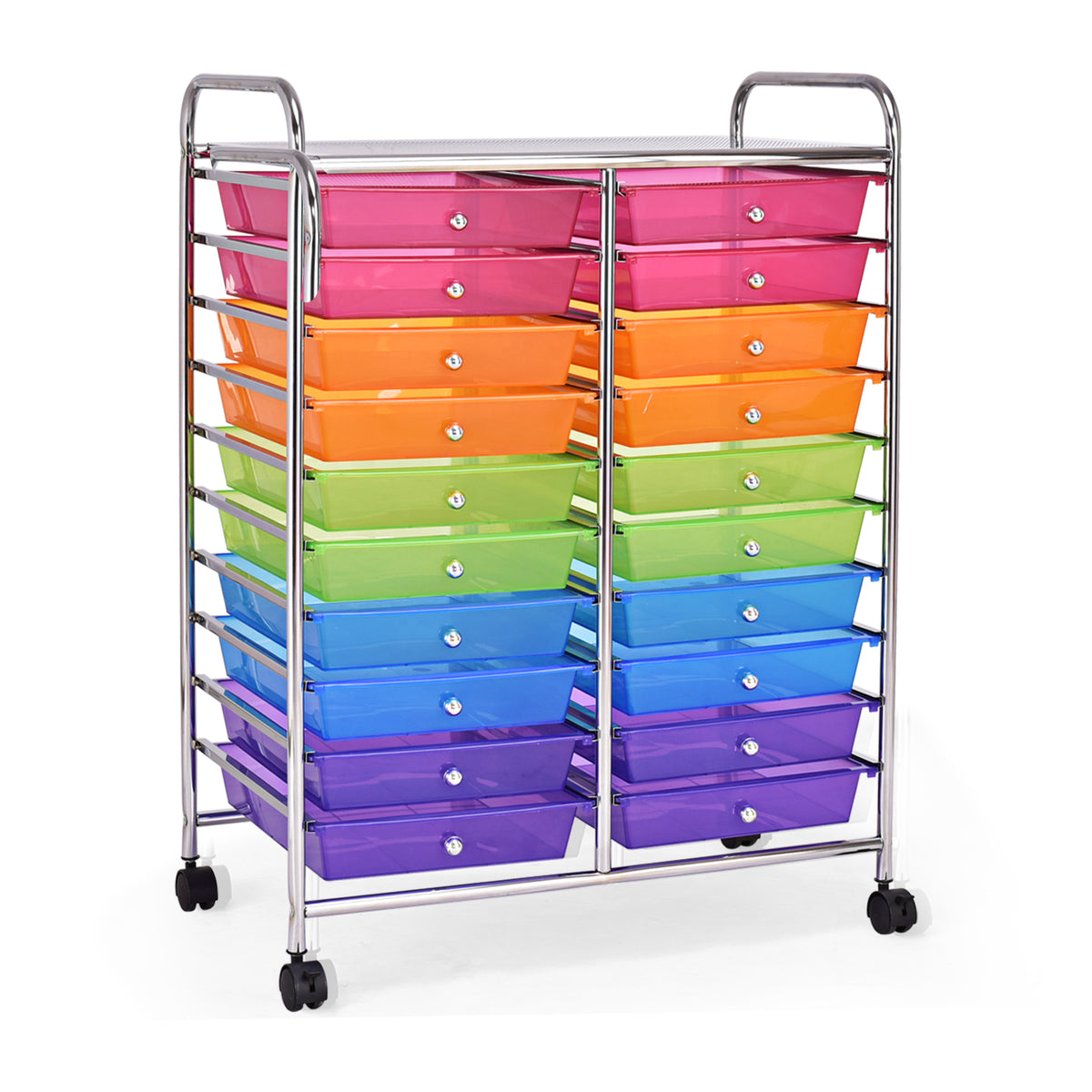 20-Drawer Rolling Storage Cart Organizer - Transparent Multicolor