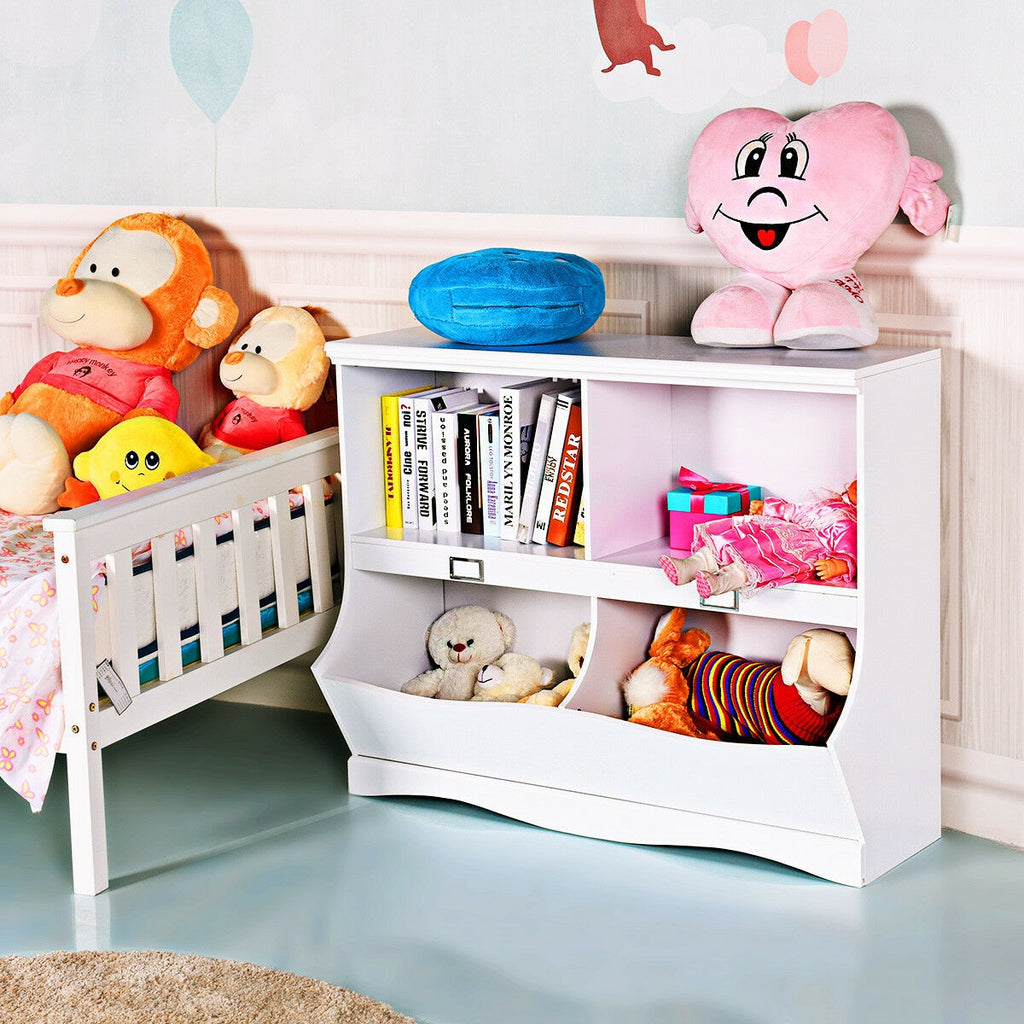 Kids Storage Unit Baby Toy Organizer Children Bookshelf - White
