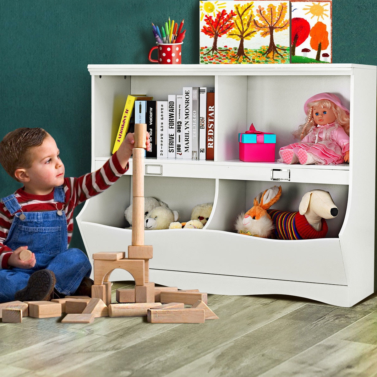 Kids Storage Unit Baby Toy Organizer Children Bookshelf - White