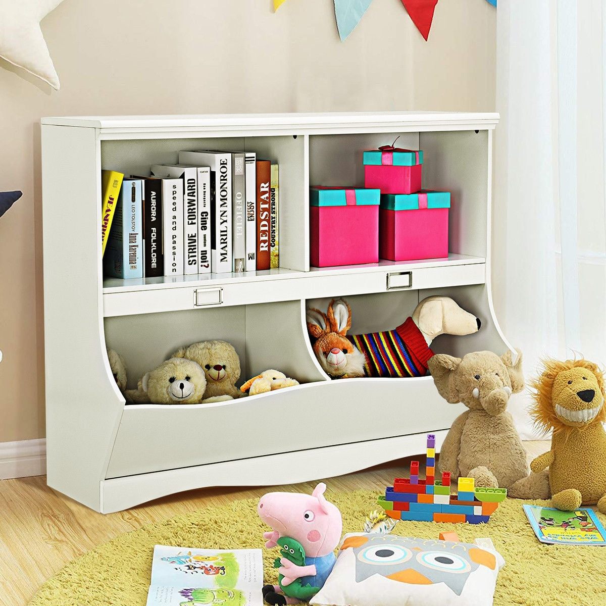 Kids Storage Unit Baby Toy Organizer Children Bookshelf - White
