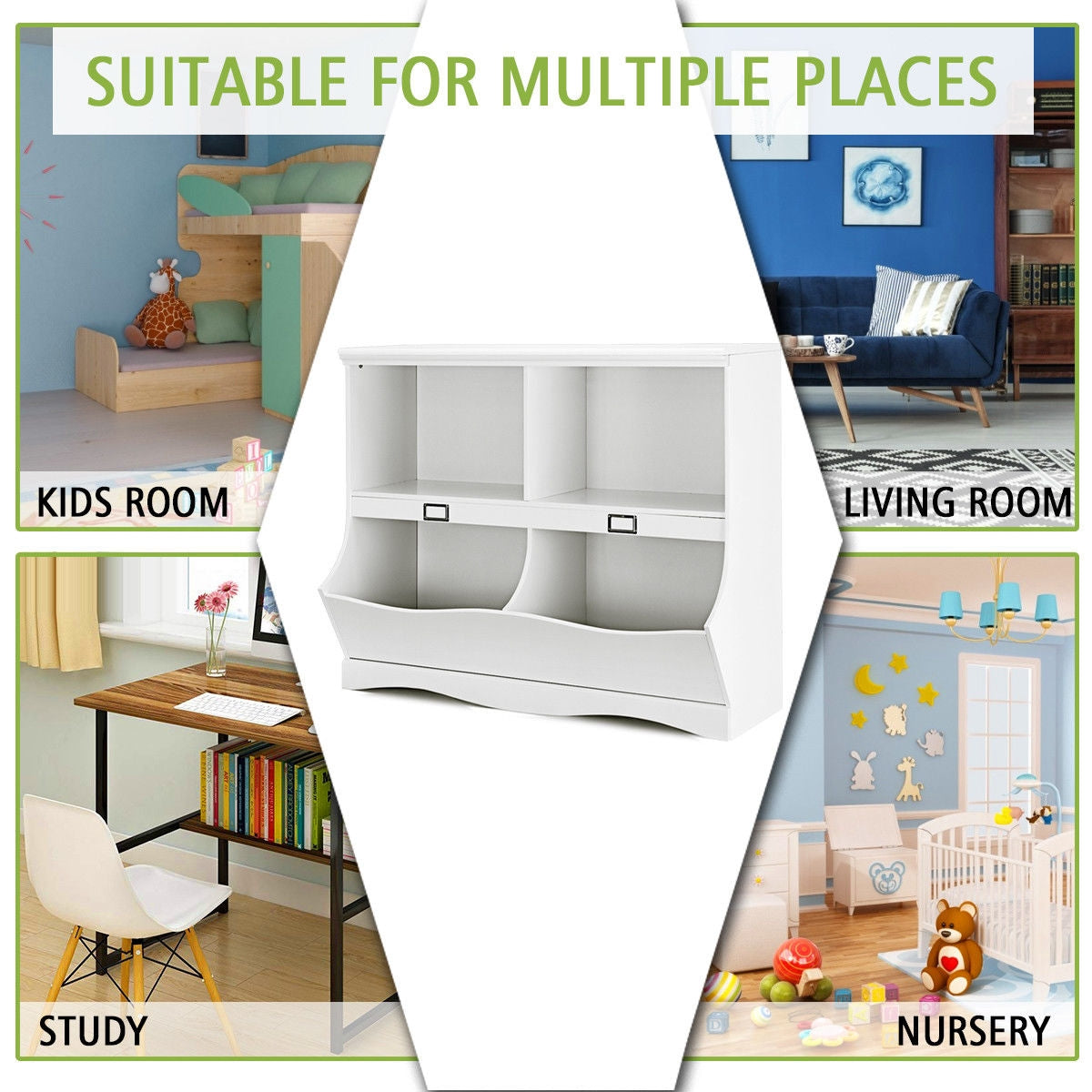 Kids Storage Unit Baby Toy Organizer Children Bookshelf - White