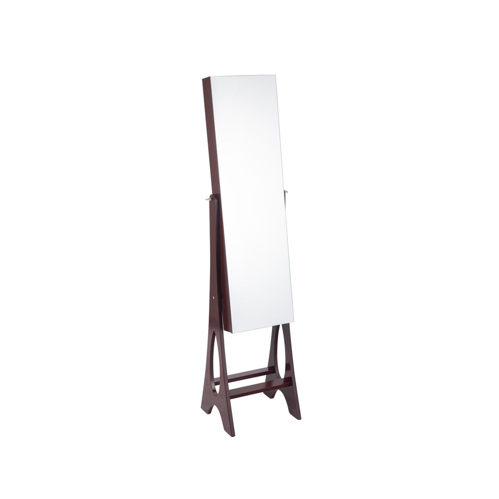 Freestanding Jewelry Cabinet Armoire with LED Mirror - Brown