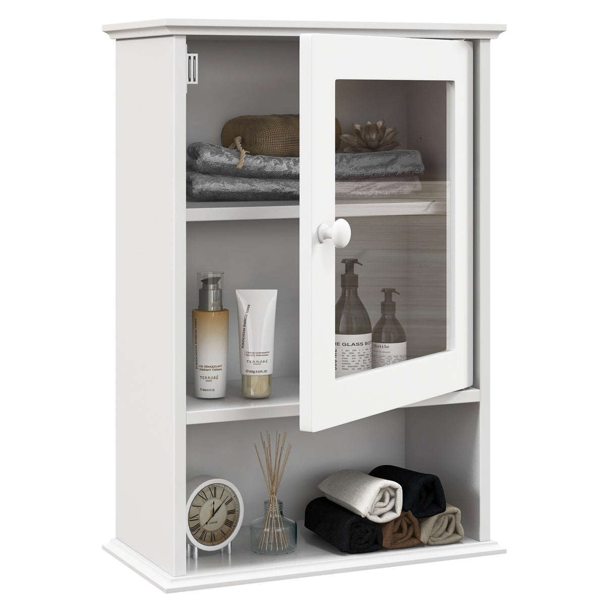 Wall Mounted Adjustable Hanging Storage Medicine Cabinet with Open