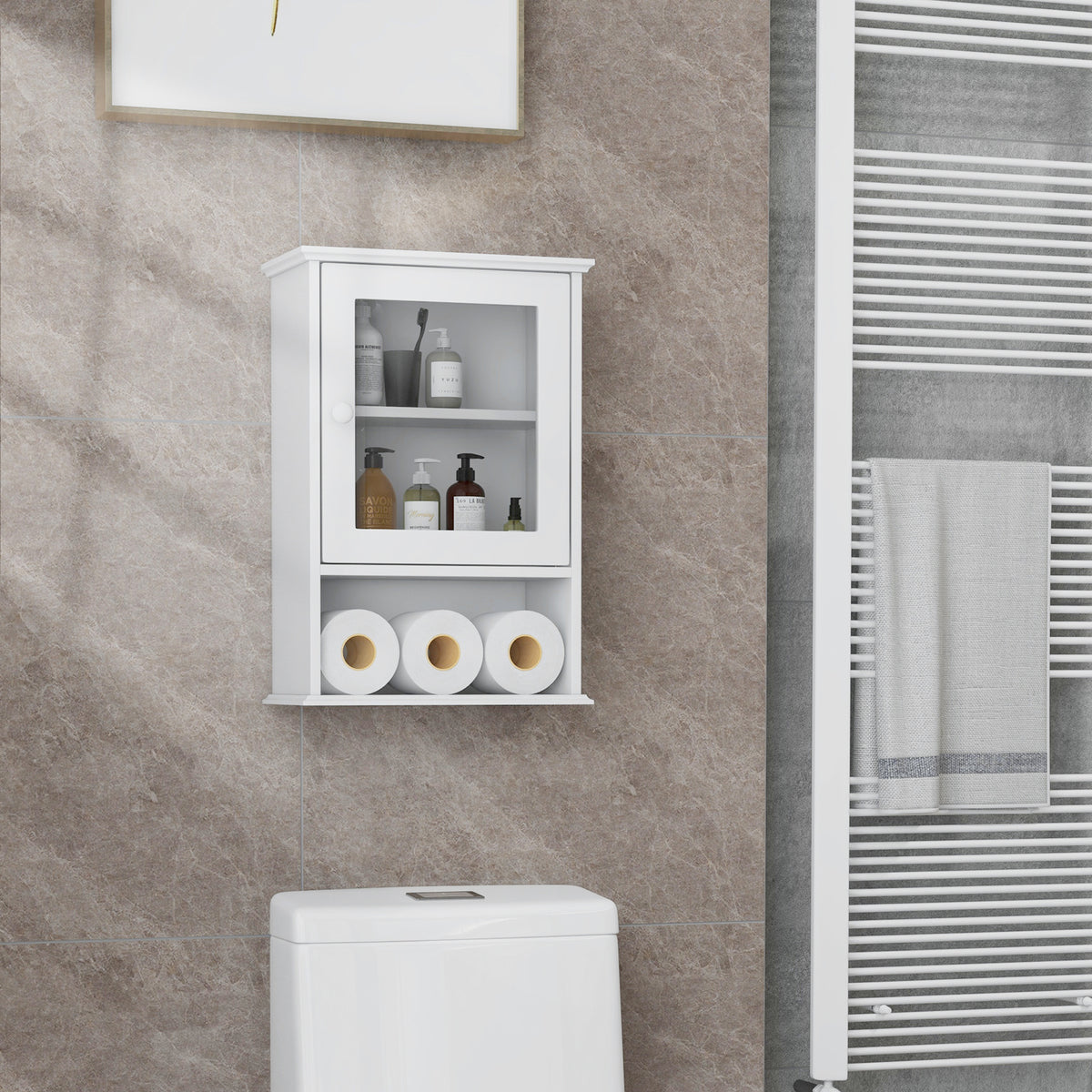 Wall Mounted Adjustable Hanging Storage Medicine Cabinet with Open