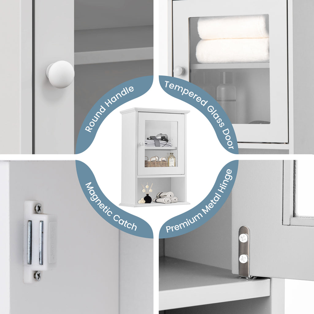 Wall Mounted Adjustable Hanging Storage Medicine Cabinet with Open