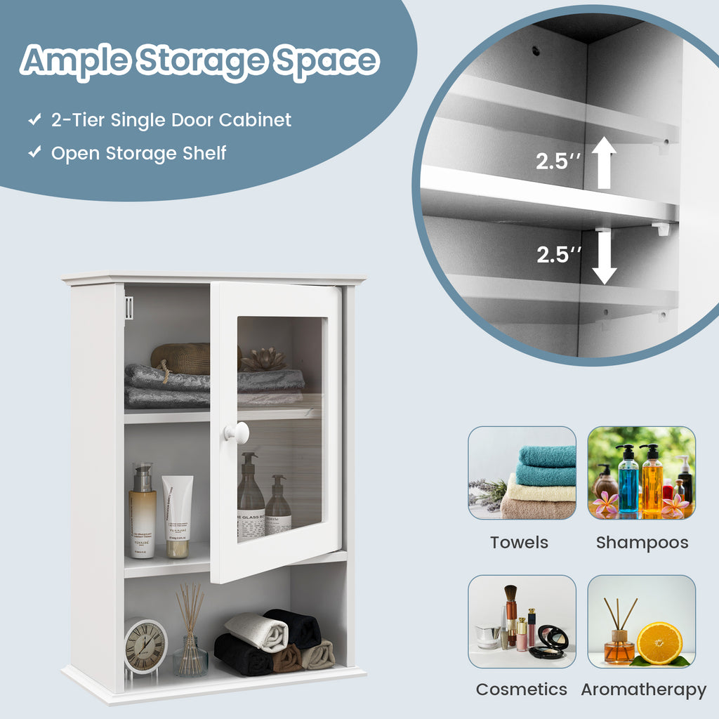 Wall Mounted Adjustable Hanging Storage Medicine Cabinet with Open