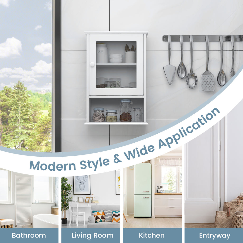 Wall Mounted Adjustable Hanging Storage Medicine Cabinet with Open