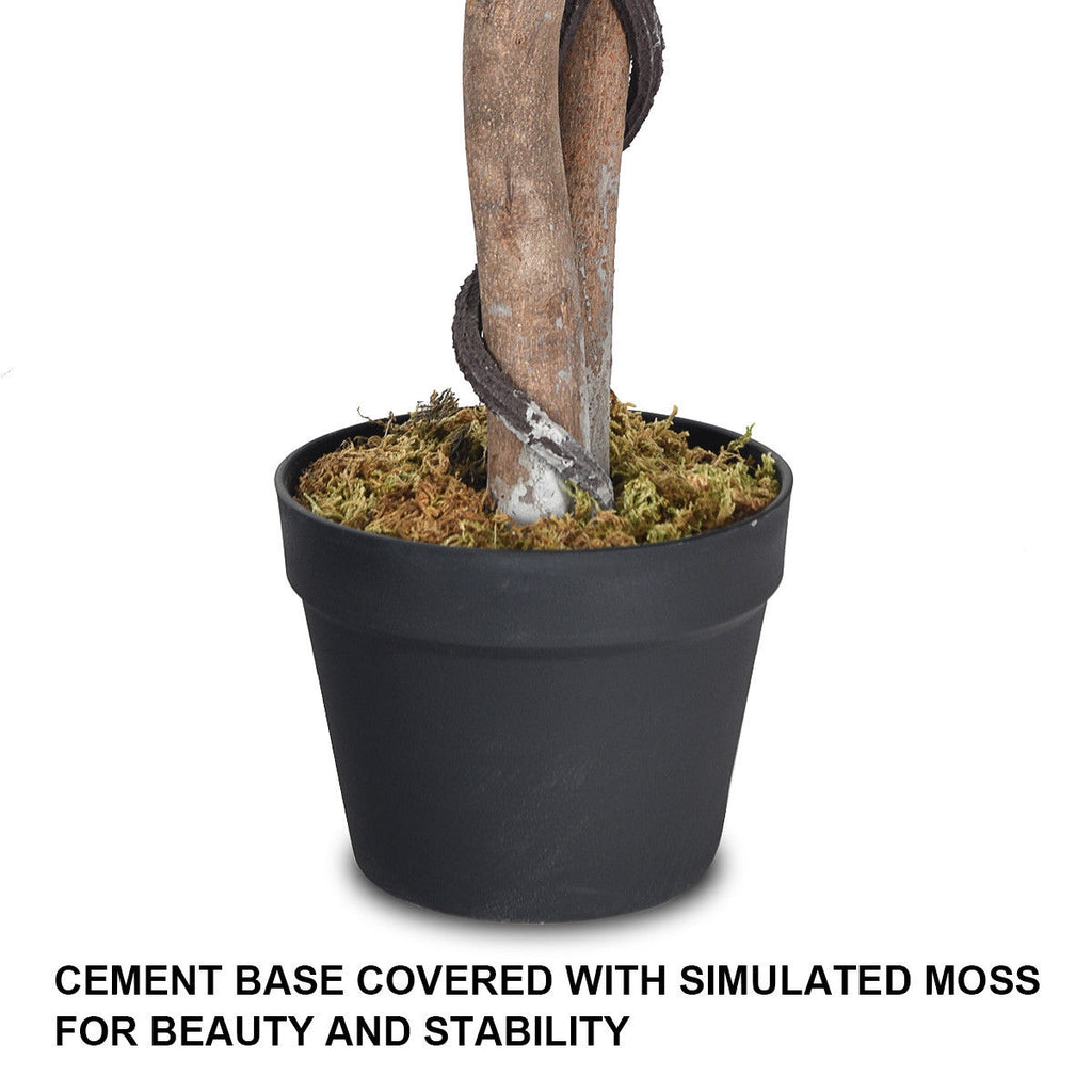 Artificial Ficus Tree - 5.5 Feet Tall with Realistic Leaves & Wood Trunks