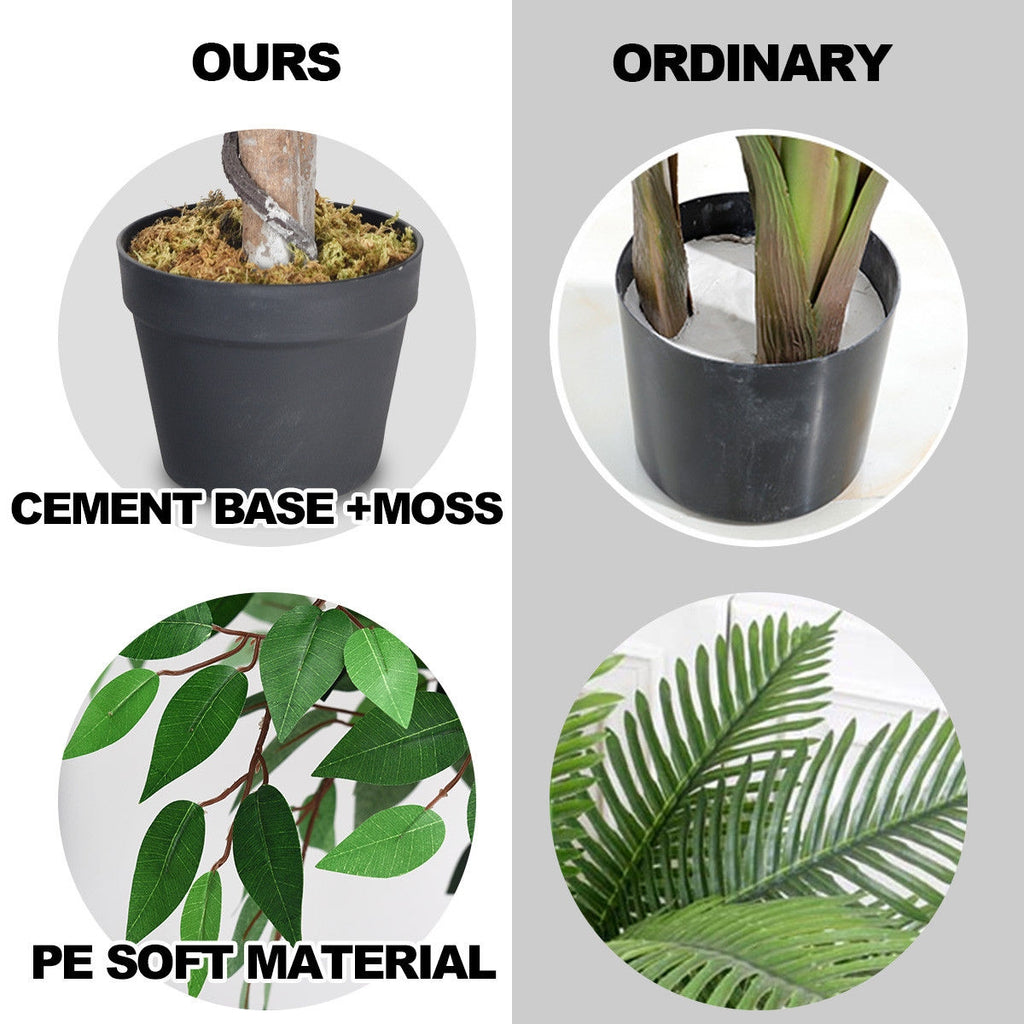 Artificial Ficus Tree - 5.5 Feet Tall with Realistic Leaves & Wood Trunks