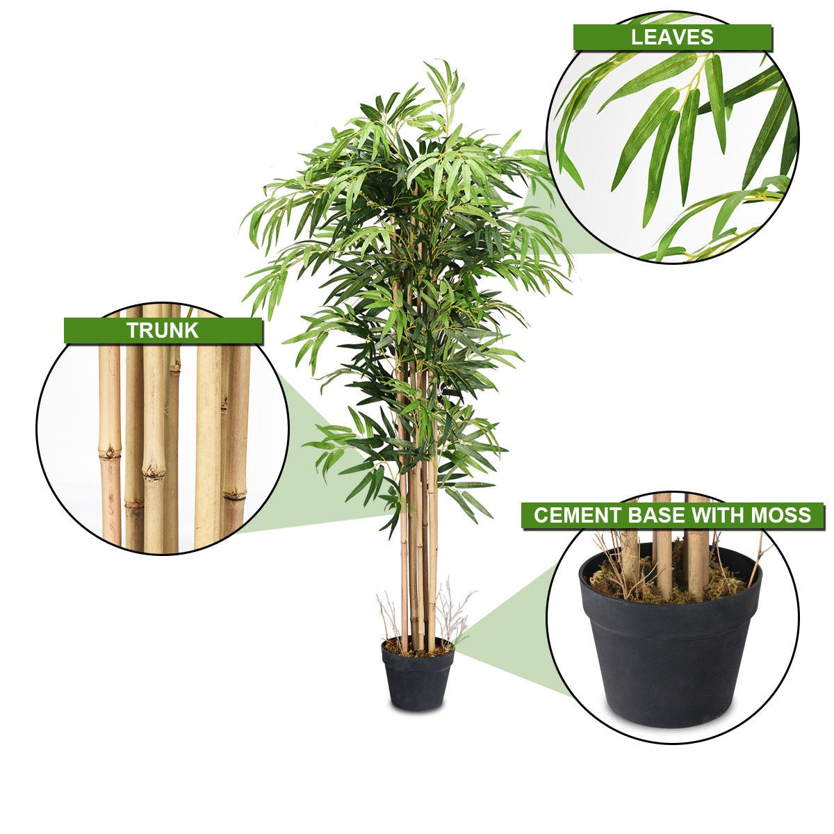 5 Feet Artificial Bamboo Tree - Indoor Outdoor Decorative Plant