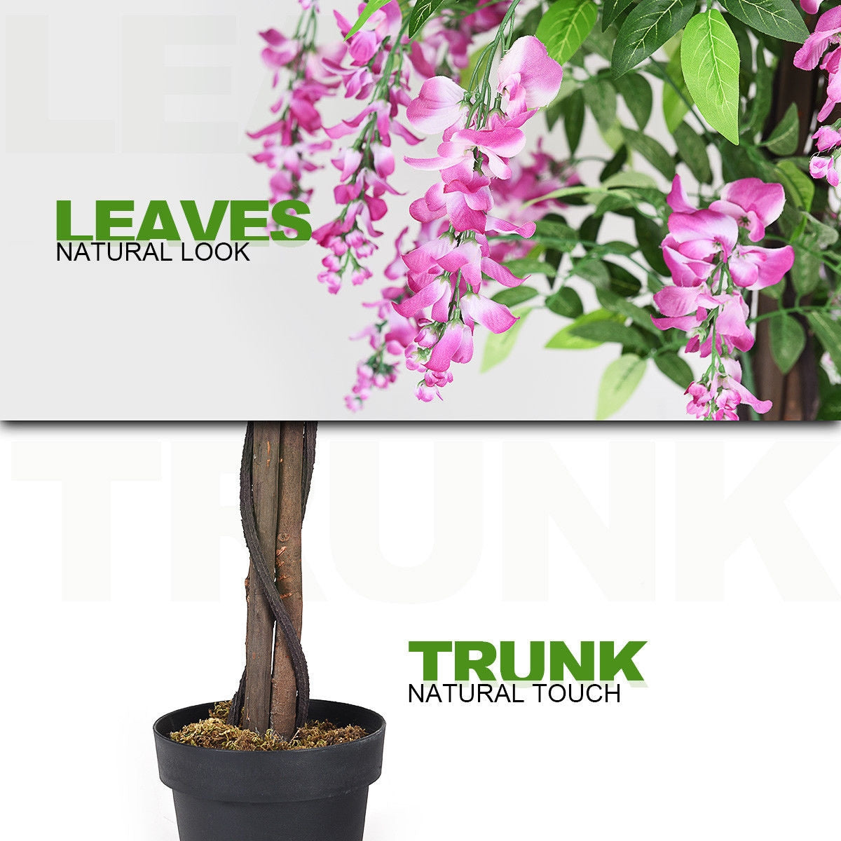 Artificial Wisteria Silk Tree - 6 Feet Indoor-Outdoor with Adjustable Branches - Variation of THIS listing