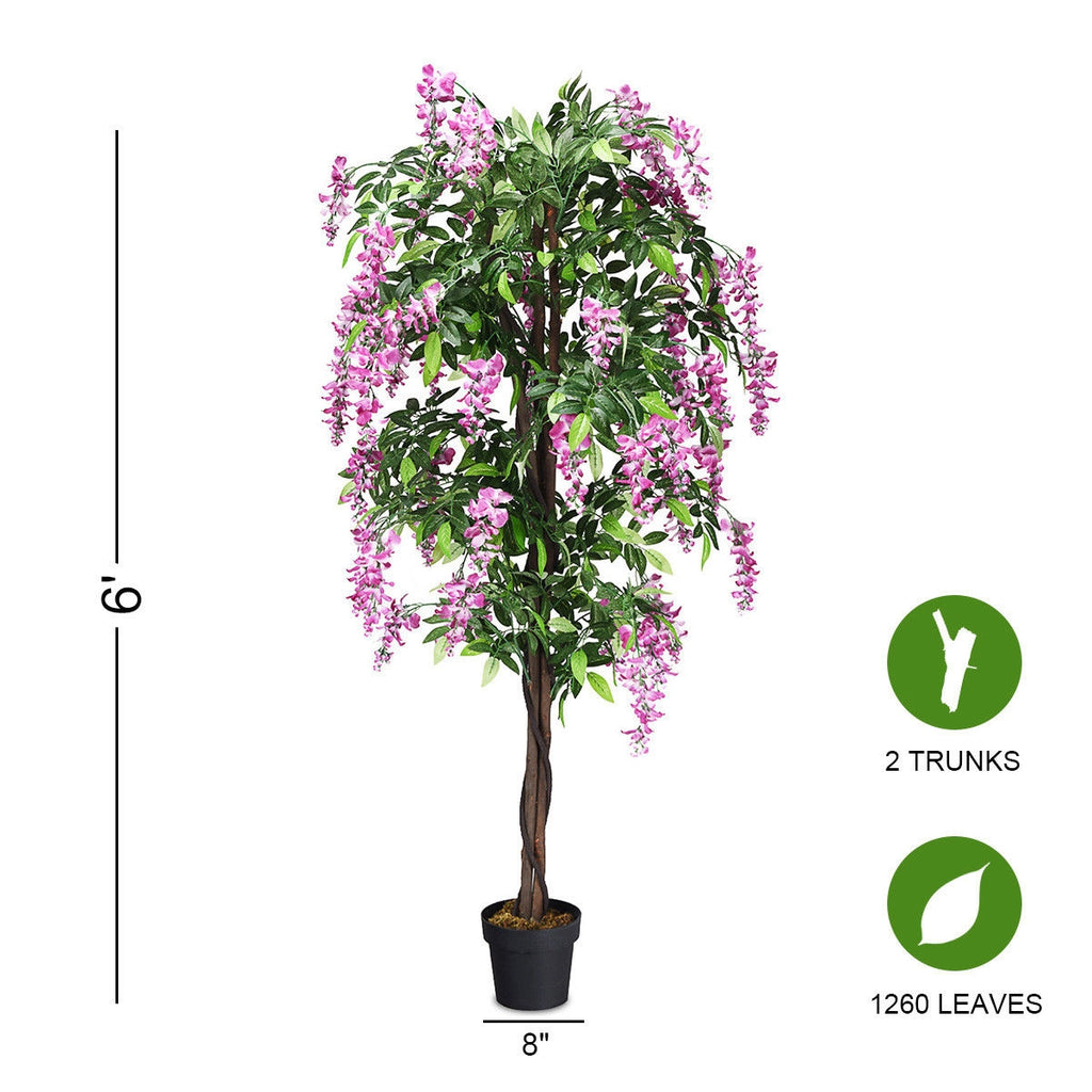 Artificial Wisteria Silk Tree - 6 Feet Indoor-Outdoor with Adjustable Branches - Variation of THIS listing