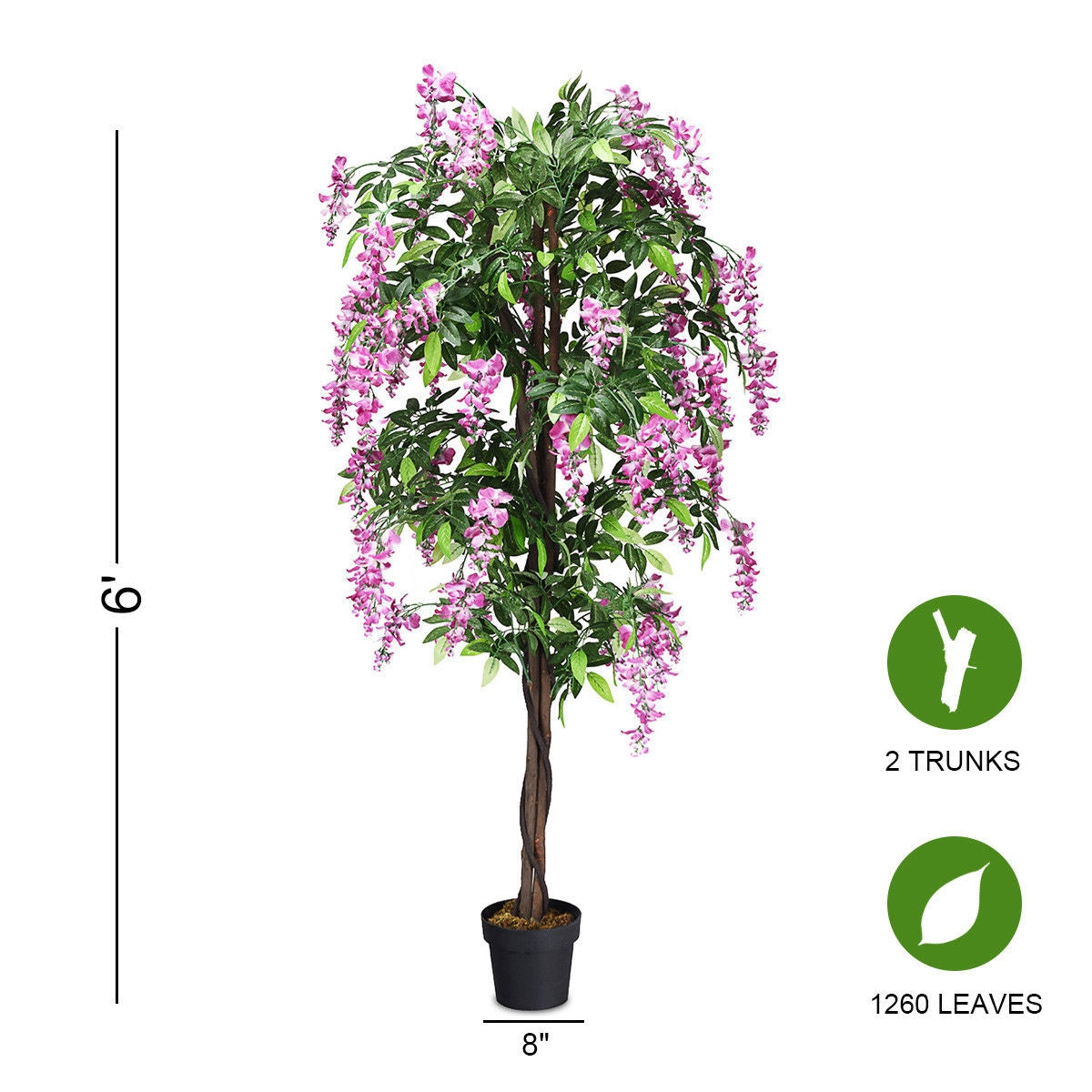 Artificial Wisteria Silk Tree - 6 Feet Indoor-Outdoor with Adjustable Branches - Variation of THIS listing