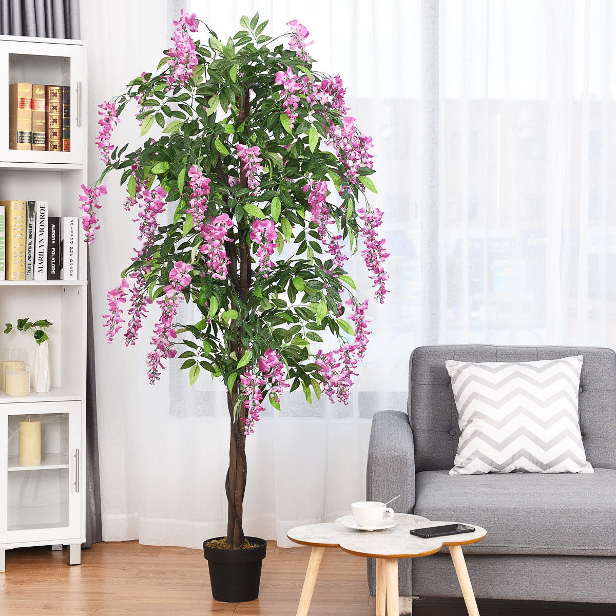 Artificial Wisteria Silk Tree - 6 Feet Indoor-Outdoor with Adjustable Branches - Variation of THIS listing