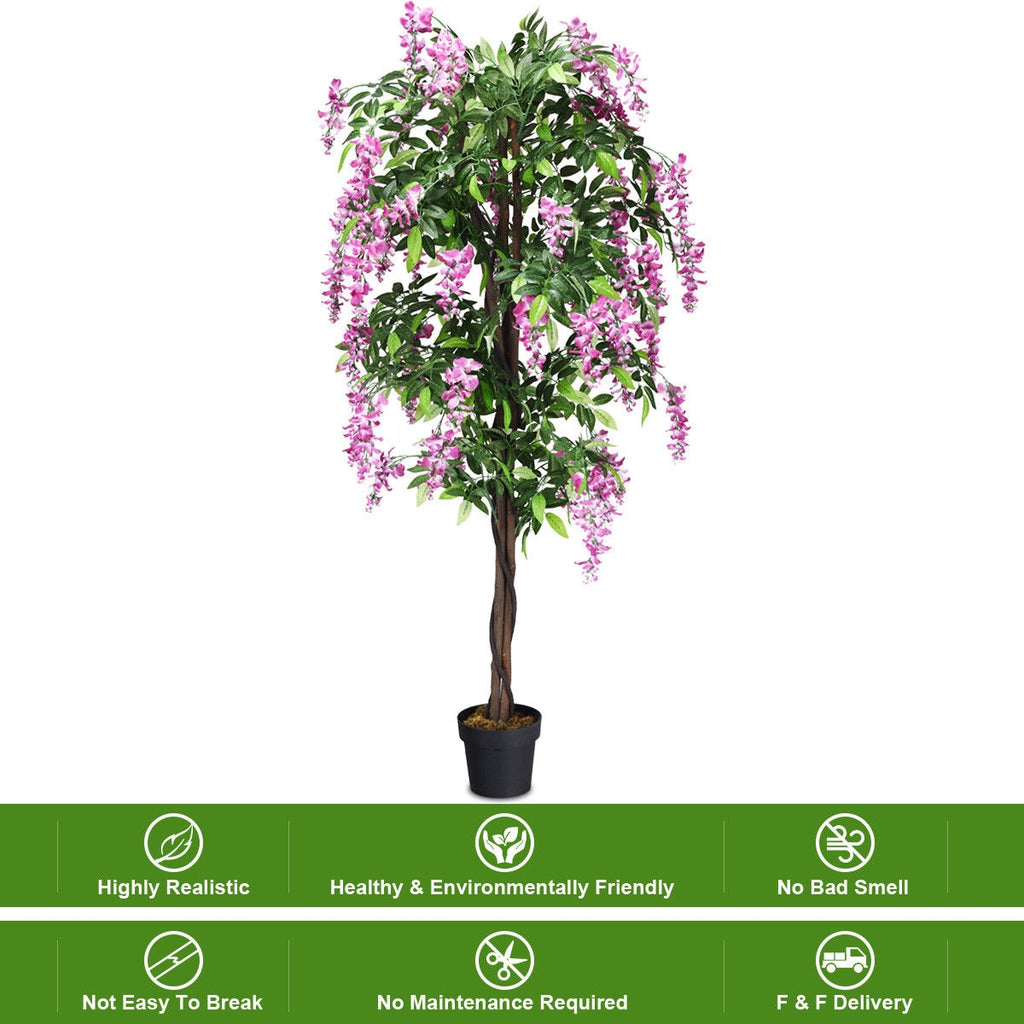 Artificial Wisteria Silk Tree - 6 Feet Indoor-Outdoor with Adjustable Branches - Variation of THIS listing
