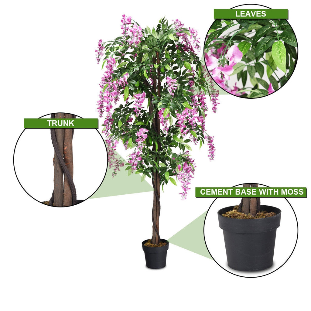 Artificial Wisteria Silk Tree - 6 Feet Indoor-Outdoor with Adjustable Branches - Variation of THIS listing