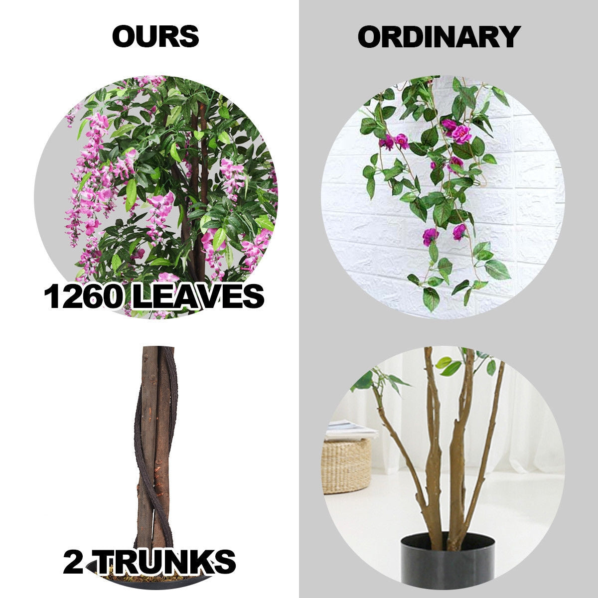 Artificial Wisteria Silk Tree - 6 Feet Indoor-Outdoor with Adjustable Branches - Variation of THIS listing