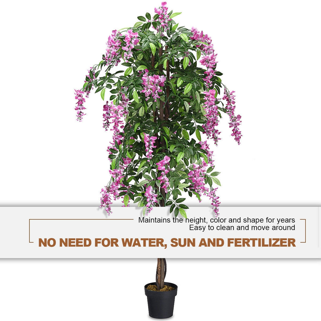 Artificial Wisteria Silk Tree - 6 Feet Indoor-Outdoor with Adjustable Branches - Variation of THIS listing
