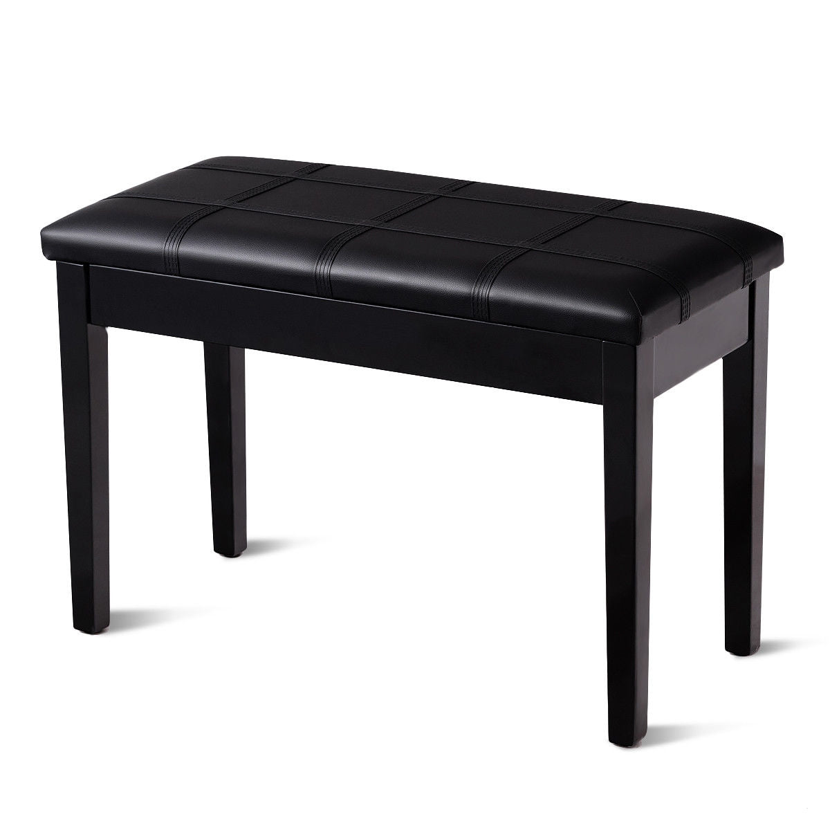 Piano Keyboard Bench with Storage, PU Leather - Black