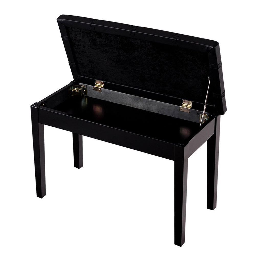 Piano Keyboard Bench with Storage, PU Leather - Black
