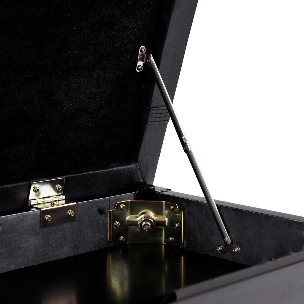 Piano Keyboard Bench with Storage, PU Leather - Black