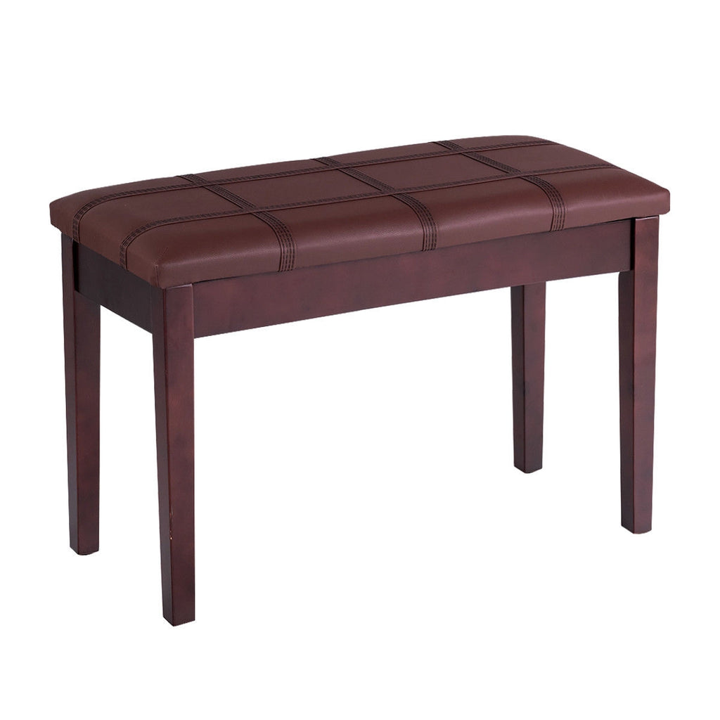 Piano Keyboard Bench with Storage, PU Leather - Black