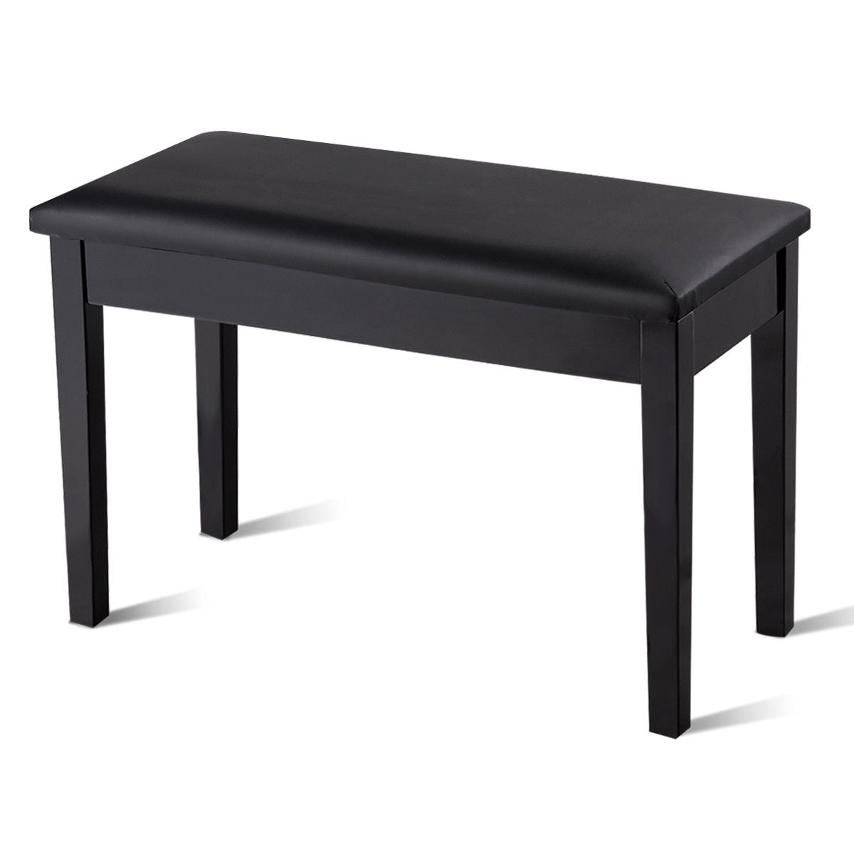 Piano Bench with Storage, Black - Padded Keyboard Seat
