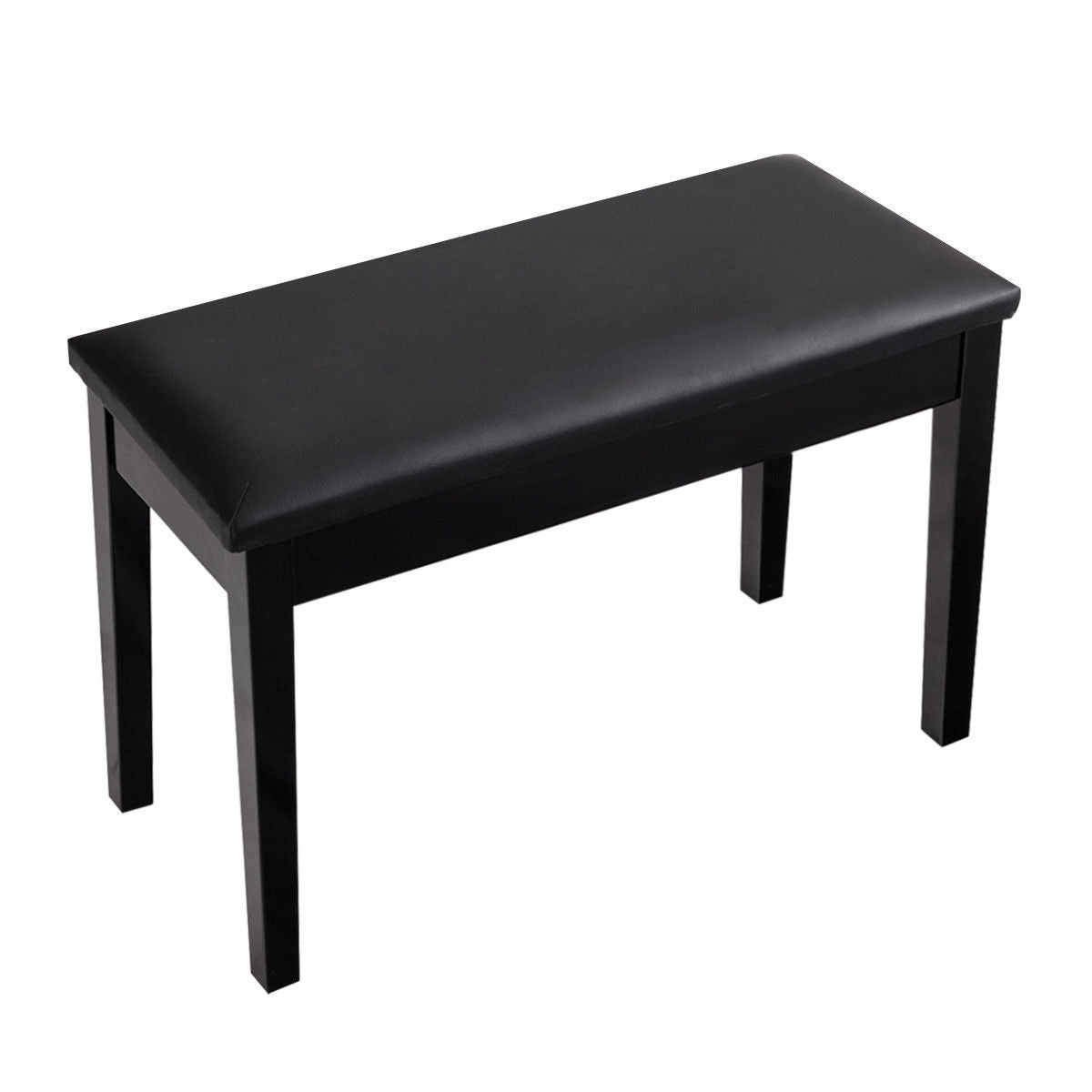 Piano Bench with Storage, Black - Padded Keyboard Seat