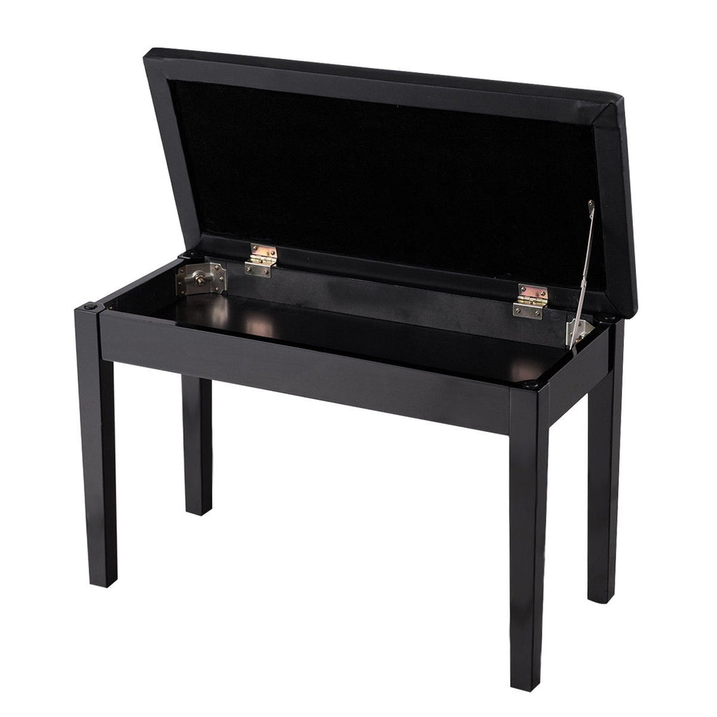 Piano Bench with Storage, Black - Padded Keyboard Seat