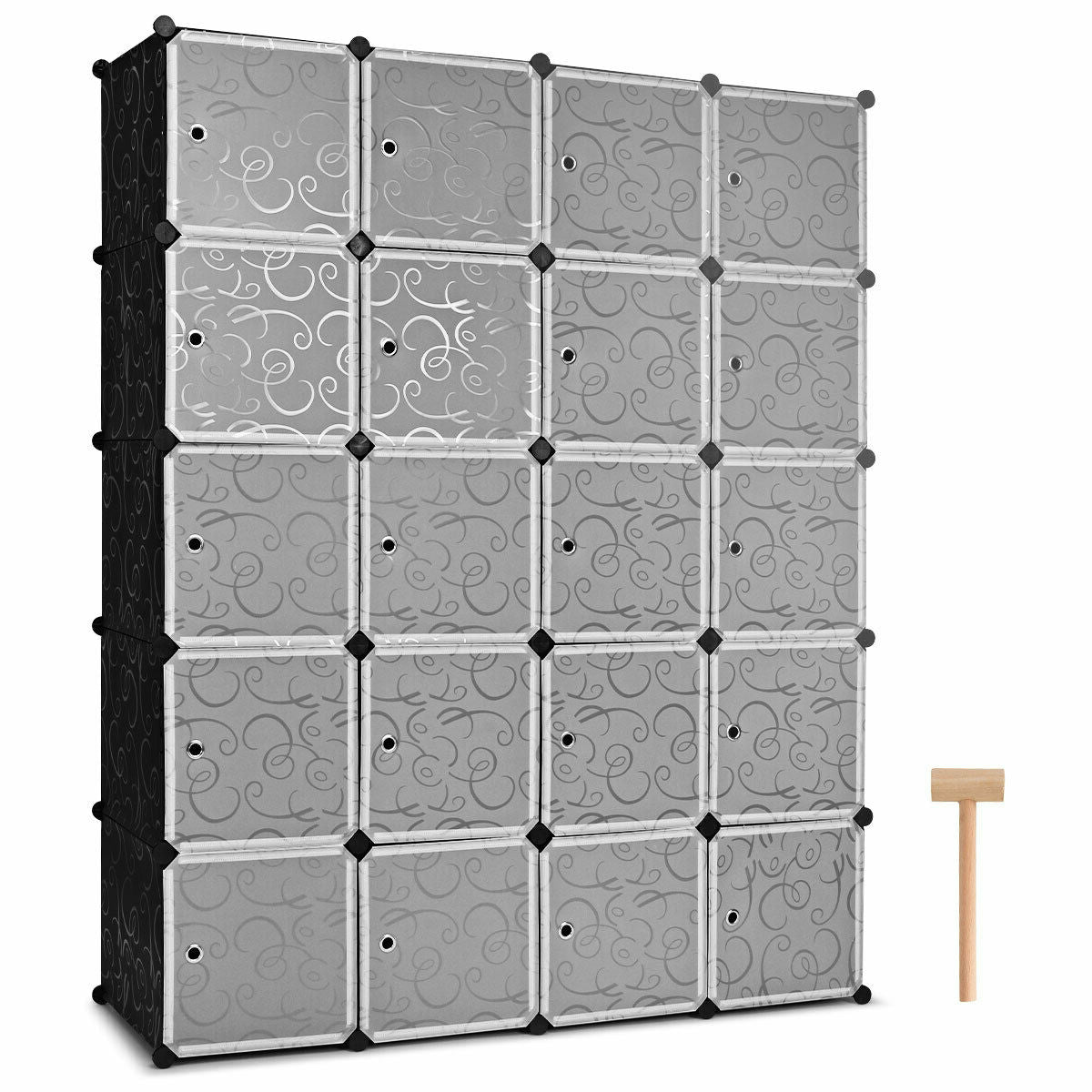 20-Cube DIY Plastic Storage Organizer with Doors