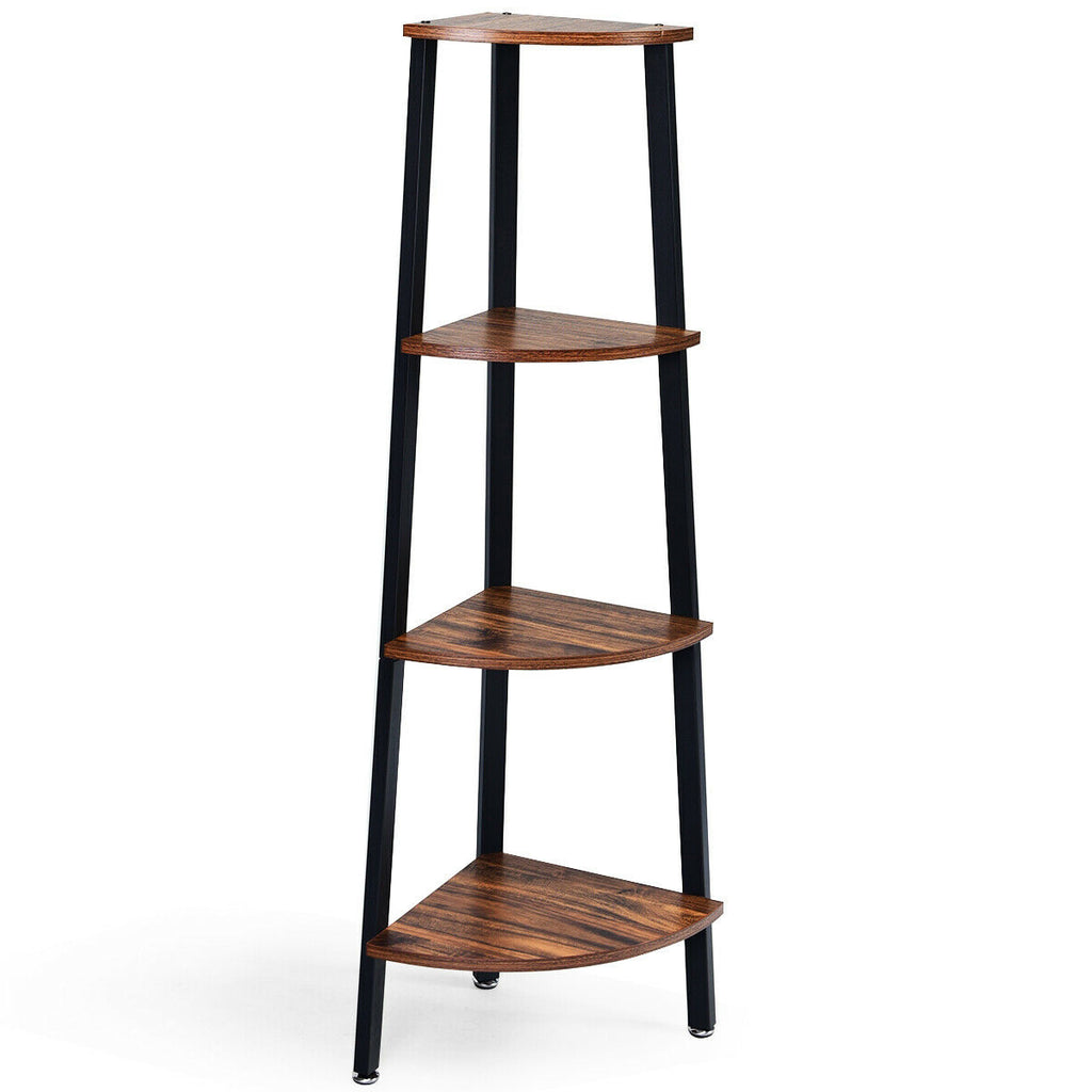 4-Tier Corner Bookcase Shelf - Black