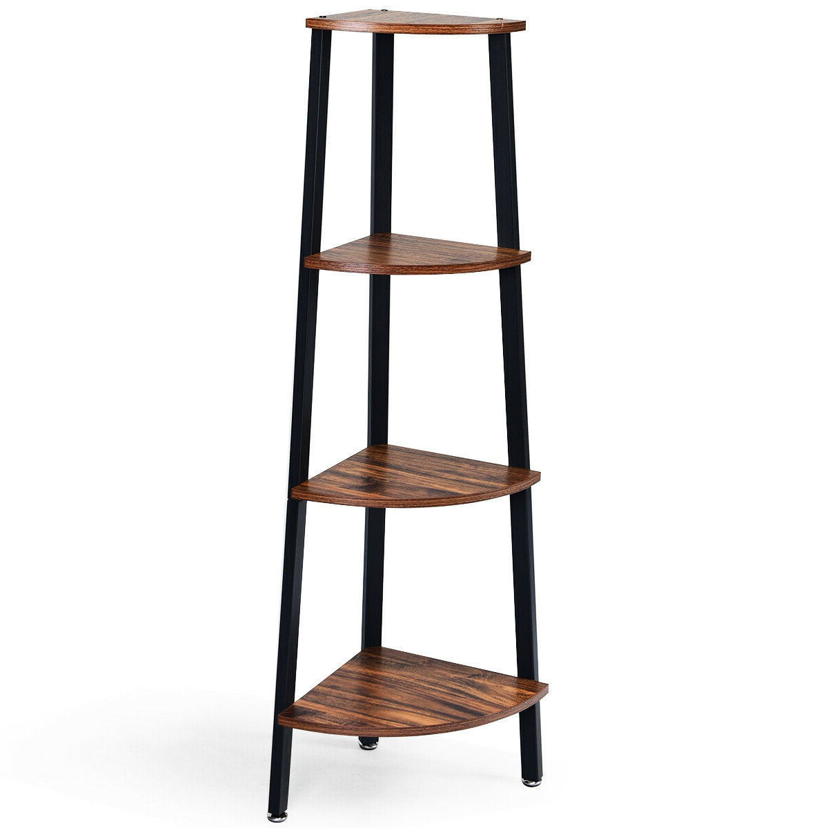 4-Tier Corner Bookcase Shelf - Black