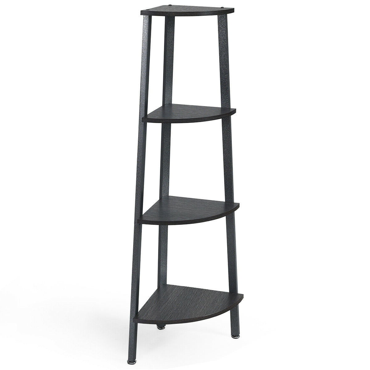4-Tier Corner Bookcase Shelf - Black