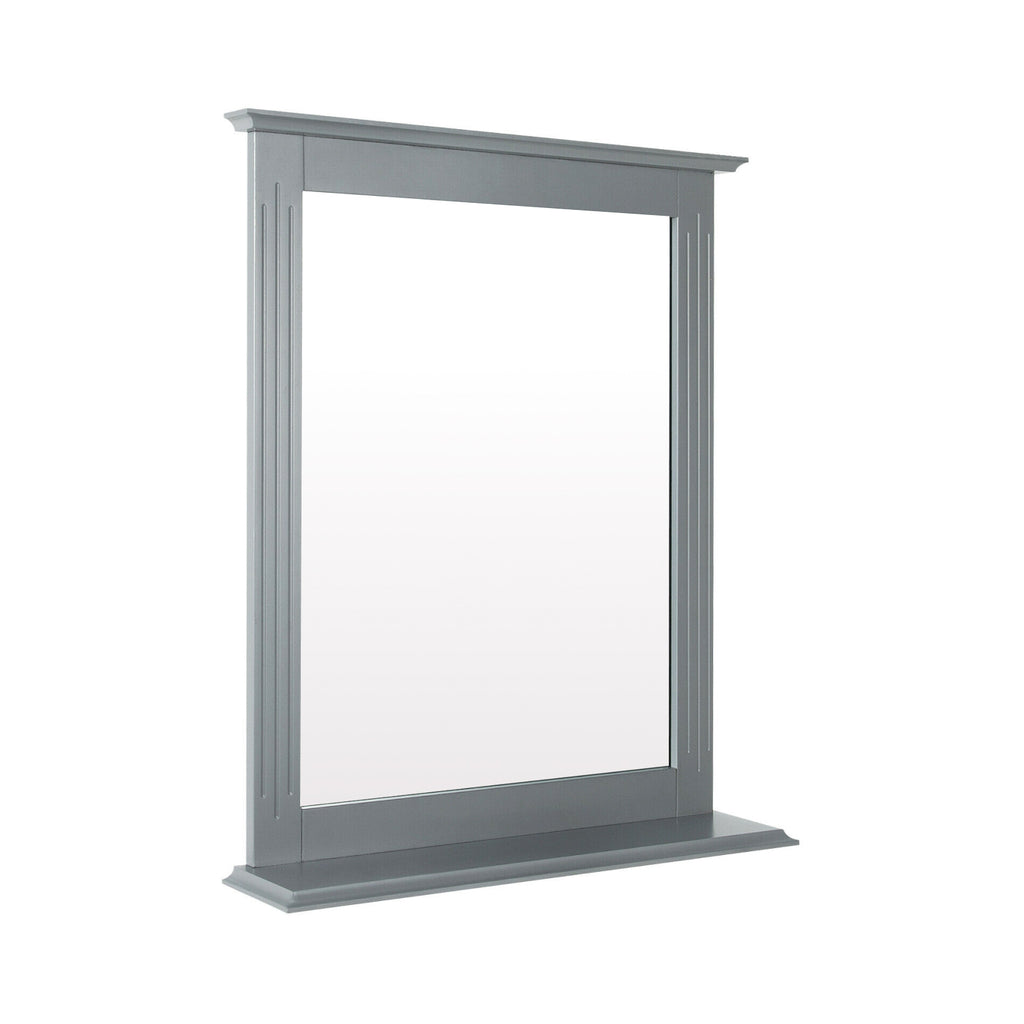 White Wall-Mounted Vanity Mirror with Shelf - Multipurpose Home Decor