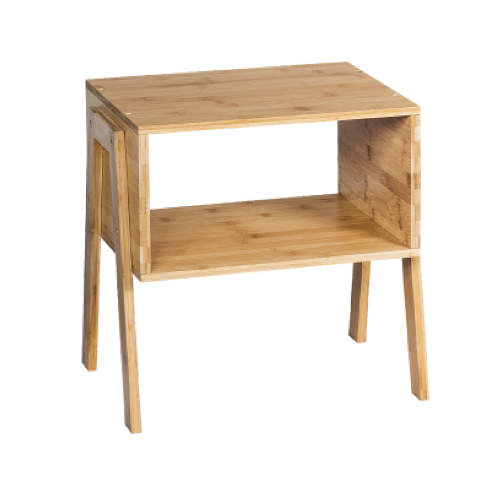 Bamboo Nightstand with Storage Shelf - 2 Pieces