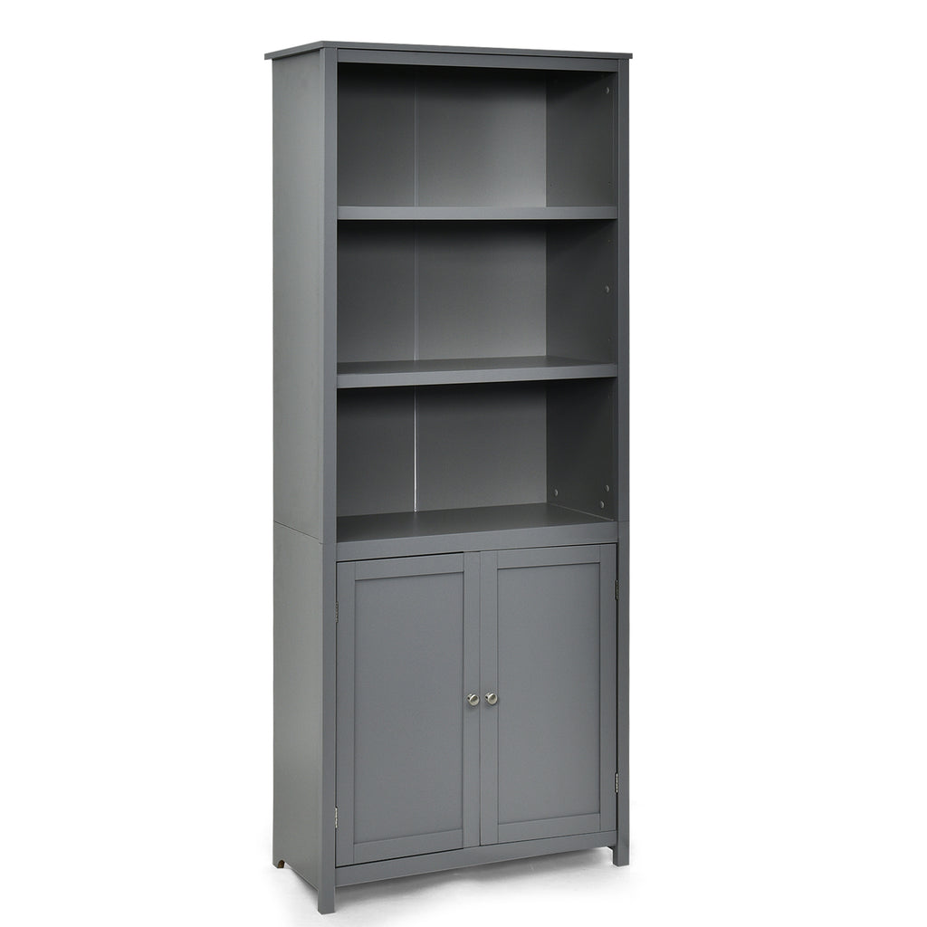 Standing Wooden Bookcase with 3 Tier Open Book Shelving and Double