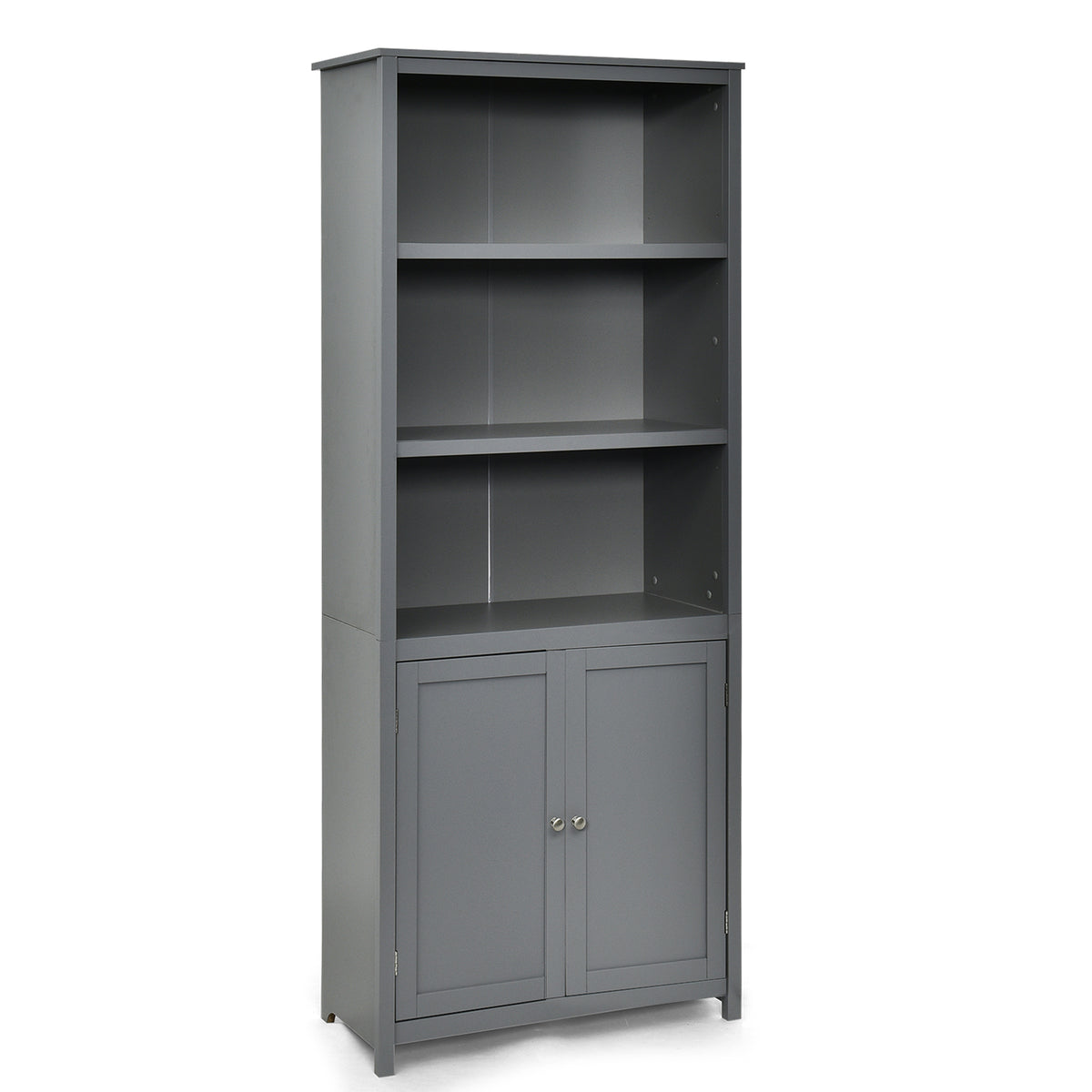 Standing Wooden Bookcase with 3 Tier Open Book Shelving and Double