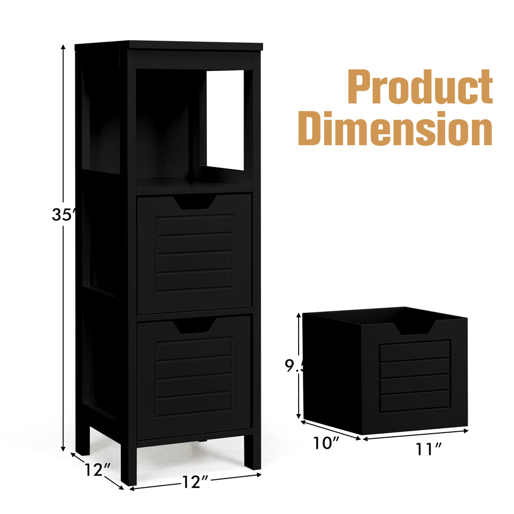 35 Inch Bathroom Storage Cabinet with Drawers - Black