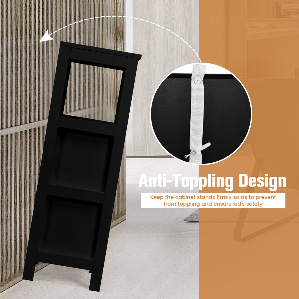35 Inch Bathroom Storage Cabinet with Drawers - Black