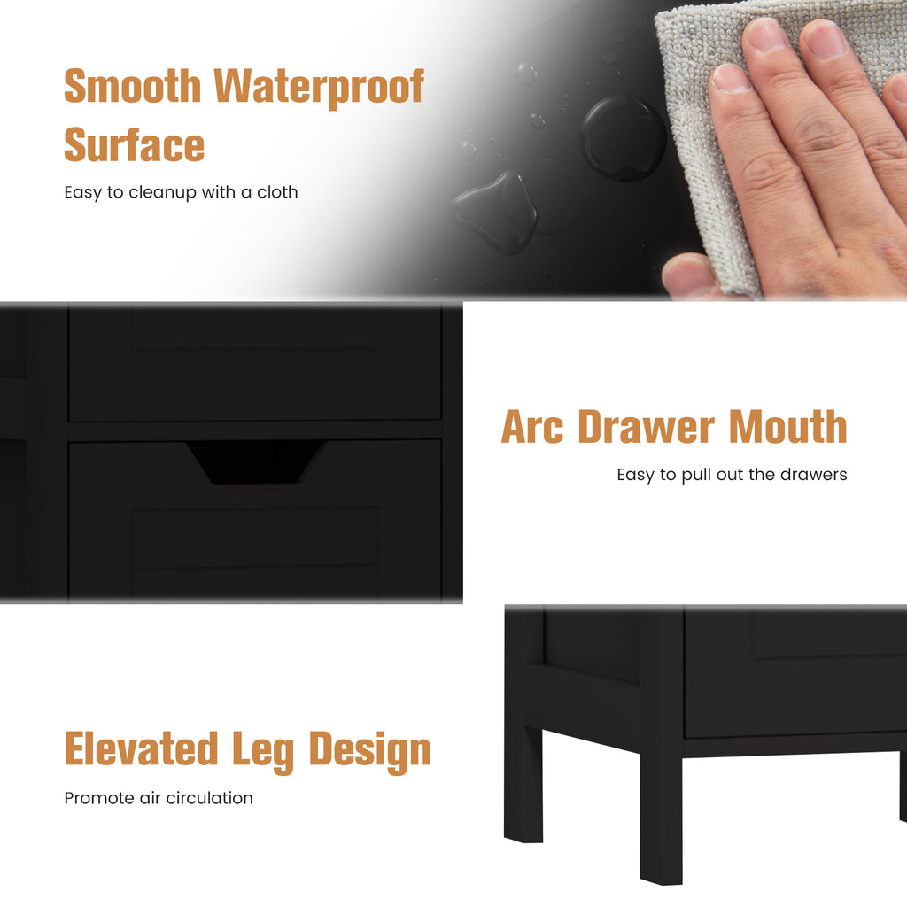 35 Inch Bathroom Storage Cabinet with Drawers - Black