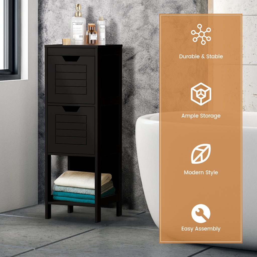 35 Inch Bathroom Storage Cabinet with Drawers - Black