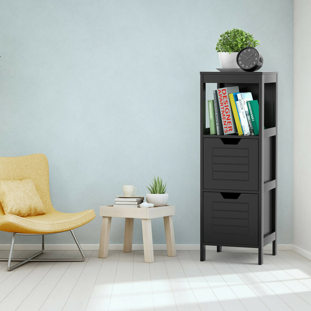 35 Inch Bathroom Storage Cabinet with Drawers - Black